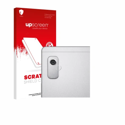 Parte frontale di una confezione del prodotto con il logo del marchio upscreen. Accanto è raffigurato il dispositivo Lenovo Ta