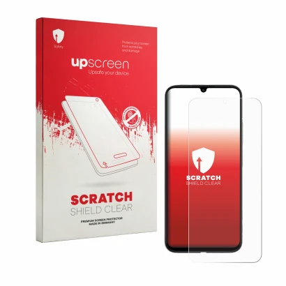 Parte frontale di una confezione del prodotto con il logo del marchio upscreen. Accanto è raffigurato il dispositivo Redmi R70