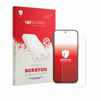 Parte frontale di una confezione del prodotto con il logo del marchio upscreen. Accanto è raffigurato il dispositivo Honor 600
