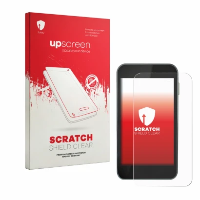Parte frontale di una confezione del prodotto con il logo del marchio upscreen. Accanto è raffigurato il dispositivo Equil Pat