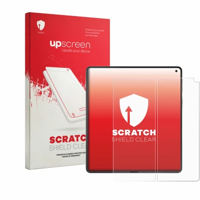 Parte frontale di una confezione del prodotto con il logo del marchio upscreen. Accanto è raffigurato il dispositivo Motorola