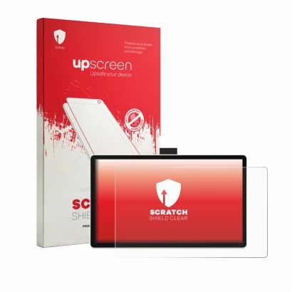 Parte frontale di una confezione del prodotto con il logo del marchio upscreen. Accanto è raffigurato il dispositivo Wacom One
