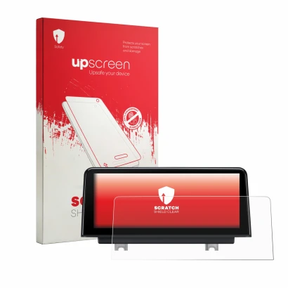 Parte frontale di una confezione del prodotto con il logo del marchio upscreen. Accanto è raffigurato il dispositivo Xtrons QB