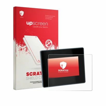 Parte frontale di una confezione del prodotto con il logo del marchio upscreen. Accanto è raffigurato il dispositivo Siemens S