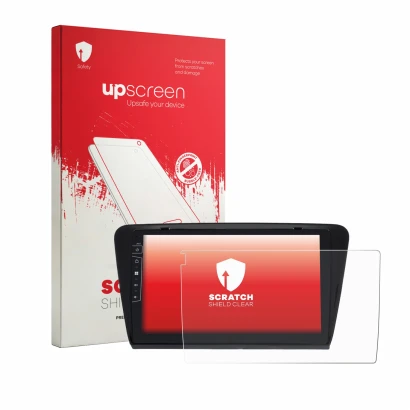 Parte frontale di una confezione del prodotto con il logo del marchio upscreen. Accanto è raffigurato il dispositivo Dynavin D