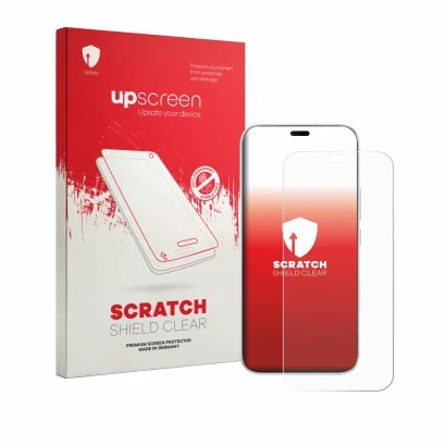 Parte frontale di una confezione del prodotto con il logo del marchio upscreen. Accanto è raffigurato il dispositivo Honor 600