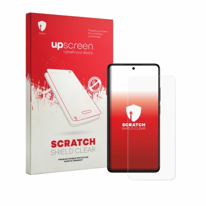 Parte frontale di una confezione del prodotto con il logo del marchio upscreen. Accanto è raffigurato il dispositivo General M