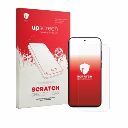 Parte frontale di una confezione del prodotto con il logo del marchio upscreen. Accanto è raffigurato il dispositivo Oppo Reno