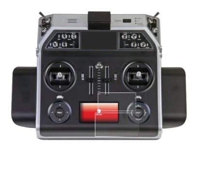 Immagine del dispositivo Graupner MC-26 HOTT con un'ampia varietà di protezioni per lo schermo.