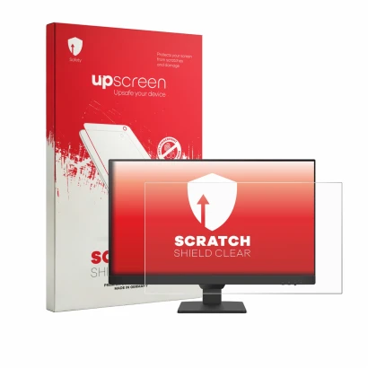 Parte frontale di una confezione del prodotto con il logo del marchio upscreen. Accanto è raffigurato il dispositivo BenQ GW24