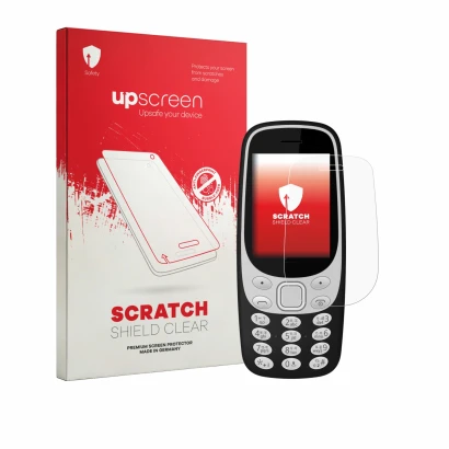 Parte frontale di una confezione del prodotto con il logo del marchio upscreen. Accanto è raffigurato il dispositivo Karbonn K