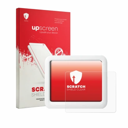 Parte frontale di una confezione del prodotto con il logo del marchio upscreen. Accanto è raffigurato il dispositivo SwitchBot