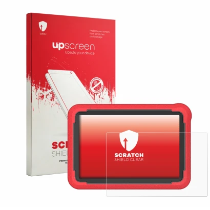 Parte frontale di una confezione del prodotto con il logo del marchio upscreen. Accanto è raffigurato il dispositivo Launch X4