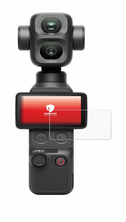 Immagine del dispositivo DJI Osmo Pocket 4P con un'ampia varietà di protezioni per lo schermo.