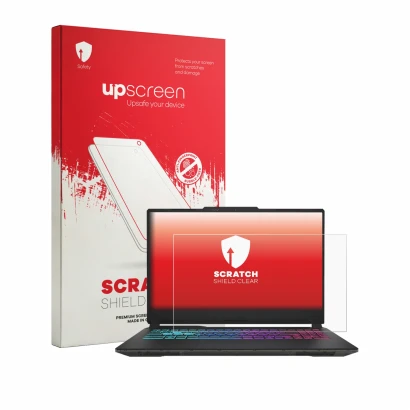 Parte frontale di una confezione del prodotto con il logo del marchio upscreen. Accanto è raffigurato il dispositivo MSI Cybor