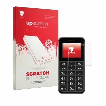 Parte frontale di una confezione del prodotto con il logo del marchio upscreen. Accanto è raffigurato il dispositivo Peaq PMP