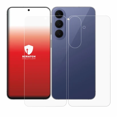 Immagine del dispositivo Samsung Galaxy S26 FE (Fronte+Retro) con un'ampia varietà di protezioni per lo schermo.