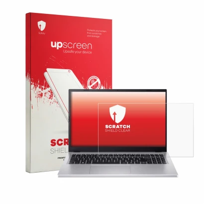 Parte frontale di una confezione del prodotto con il logo del marchio upscreen. Accanto è raffigurato il dispositivo Acer Exte