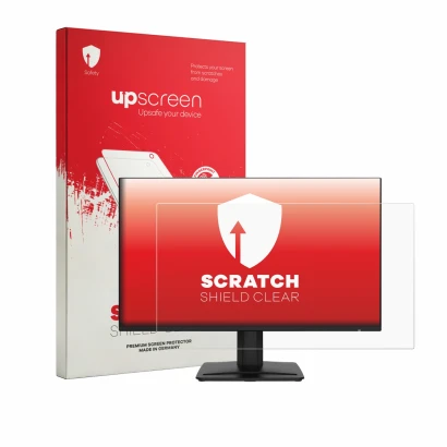 Parte frontale di una confezione del prodotto con il logo del marchio upscreen. Accanto è raffigurato il dispositivo MSI PRO M