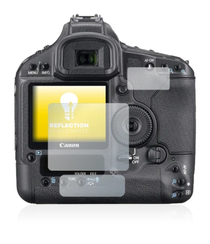 Immagine del dispositivo Canon EOS 1Ds Mark III con un'ampia varietà di protezioni per lo schermo.