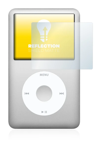 Immagine del dispositivo Apple iPod classic 120 GB (7a Gen.) con un'ampia varietà di protezioni per lo schermo.