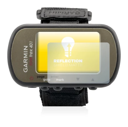 Immagine del dispositivo Garmin Foretrex 401 con un'ampia varietà di protezioni per lo schermo.