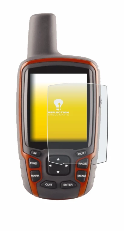 Immagine del dispositivo Garmin GPSMAP 62s con un'ampia varietà di protezioni per lo schermo.