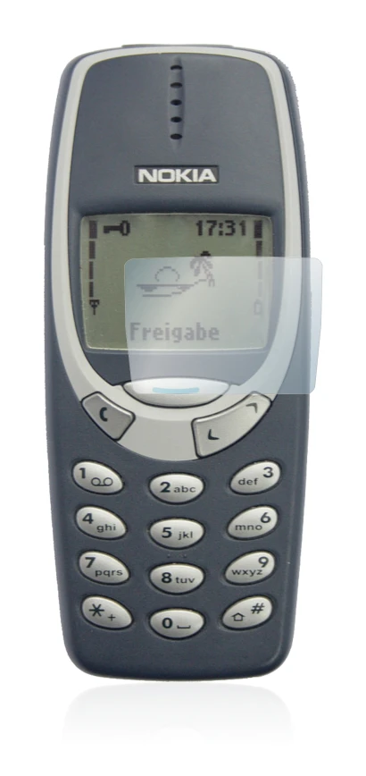 Immagine del dispositivo Nokia 3310 2011 con un'ampia varietà di protezioni per lo schermo.