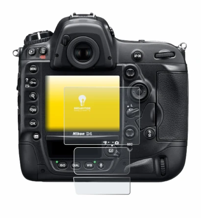 Immagine del dispositivo Nikon D4 con un'ampia varietà di protezioni per lo schermo.