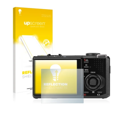 Parte frontale di una confezione del prodotto con il logo del marchio upscreen. Accanto è raffigurato il dispositivo Sigma DP2