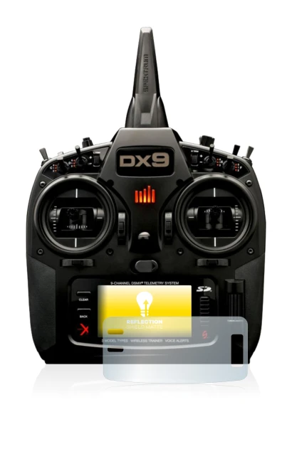 Immagine del dispositivo Spektrum DX9 con un'ampia varietà di protezioni per lo schermo.