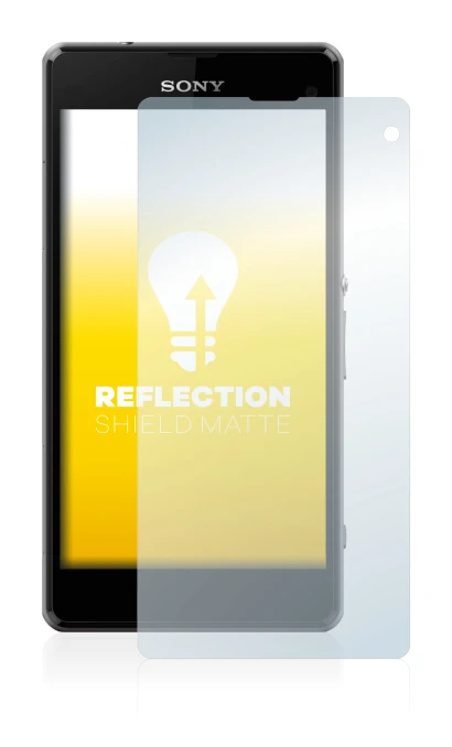 Immagine del dispositivo Sony Xperia Z1 Compact D5503 con un'ampia varietà di protezioni per lo schermo.