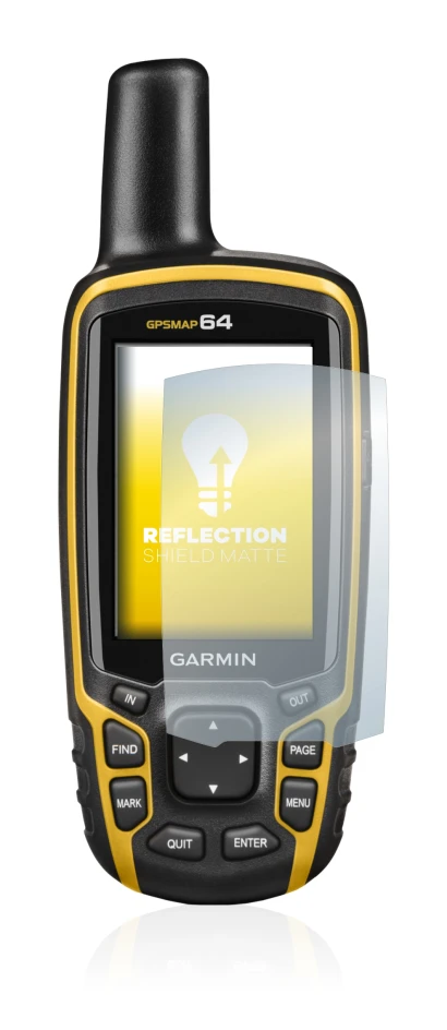 Immagine del dispositivo Garmin GPSMAP 64 con un'ampia varietà di protezioni per lo schermo.