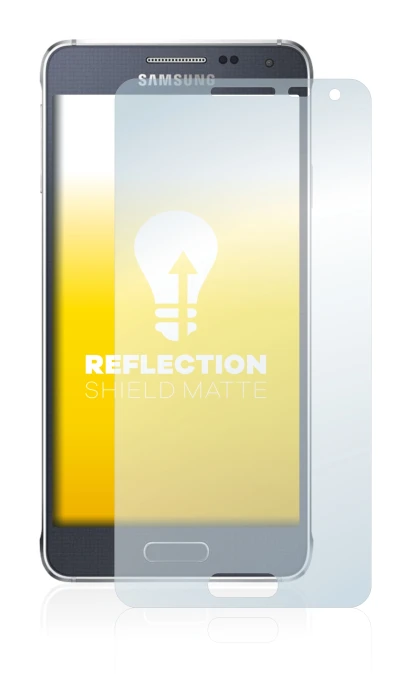 Immagine del dispositivo Samsung Galaxy Alpha SM-G850F con un'ampia varietà di protezioni per lo schermo.