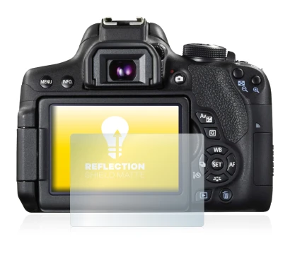 Immagine del dispositivo Canon EOS 750D con un'ampia varietà di protezioni per lo schermo.