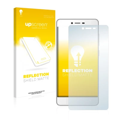 Parte frontale di una confezione del prodotto con il logo del marchio upscreen. Accanto è raffigurato il dispositivo Gionee F1