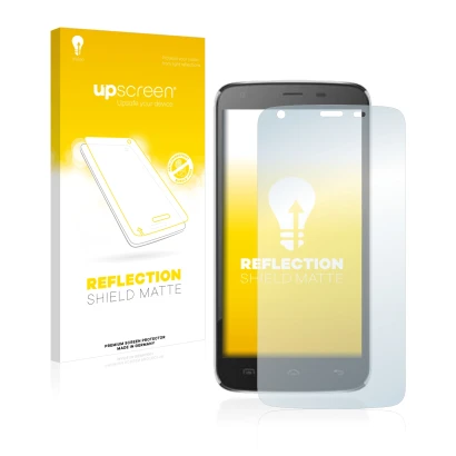 Parte frontale di una confezione del prodotto con il logo del marchio upscreen. Accanto è raffigurato il dispositivo Doogee T6