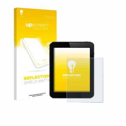 Parte frontale di una confezione del prodotto con il logo del marchio upscreen. Accanto è raffigurato il dispositivo con la re