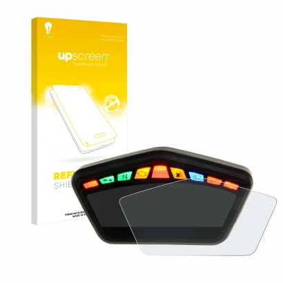 Parte frontale di una confezione del prodotto con il logo del marchio upscreen. Accanto è raffigurato il dispositivo Ducati Hy