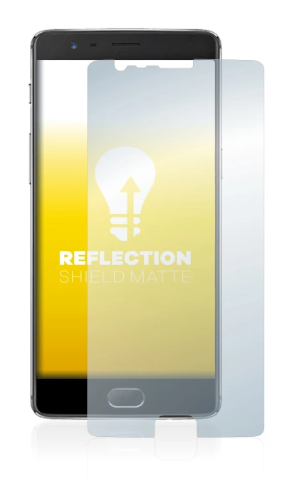 Immagine del dispositivo OnePlus 3 con un'ampia varietà di protezioni per lo schermo.