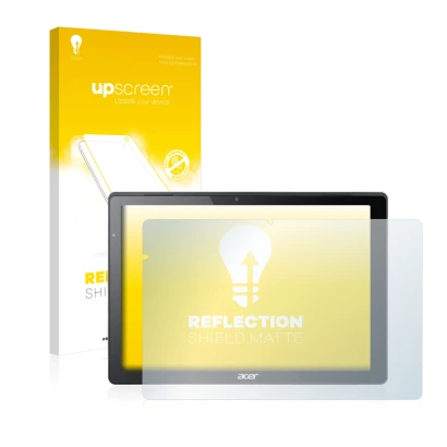 Parte frontale di una confezione del prodotto con il logo del marchio upscreen. Accanto è raffigurato il dispositivo Acer Swit
