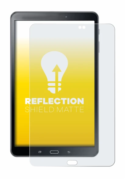 Immagine del dispositivo Samsung Galaxy Tab A 10.1 2016 SM-T585 con un'ampia varietà di protezioni per lo schermo.