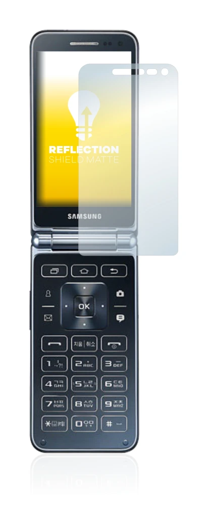 Immagine del dispositivo Samsung Galaxy Folder 2 con un'ampia varietà di protezioni per lo schermo.