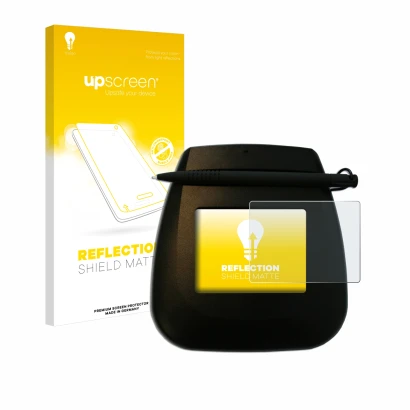 Parte frontale di una confezione del prodotto con il logo del marchio upscreen. Accanto è raffigurato il dispositivo ePadLink