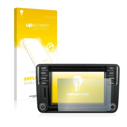 Parte frontale di una confezione del prodotto con il logo del marchio upscreen. Accanto è raffigurato il dispositivo Volkswage