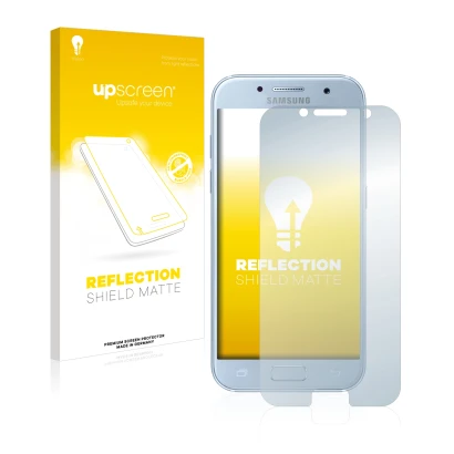 Parte frontale di una confezione del prodotto con il logo del marchio upscreen. Accanto è raffigurato il dispositivo Samsung G