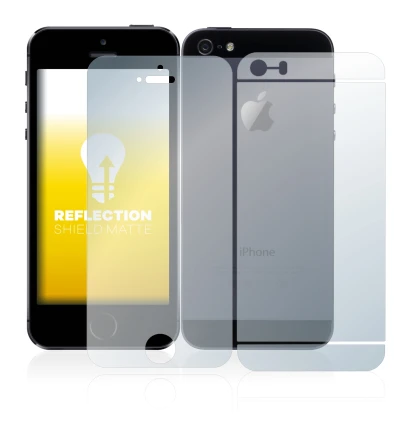 Immagine del dispositivo Apple iPhone 5S (Fronte+Retro) con un'ampia varietà di protezioni per lo schermo.