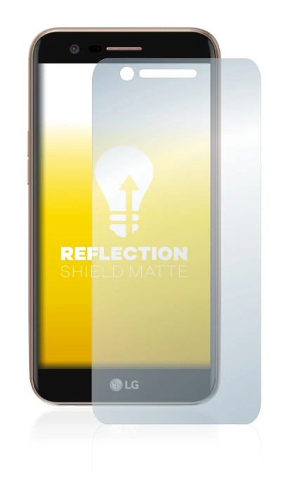 Immagine del dispositivo LG K10 2017 con un'ampia varietà di protezioni per lo schermo.