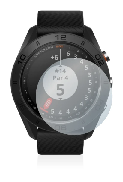Immagine del dispositivo Garmin Approach S60 con un'ampia varietà di protezioni per lo schermo.