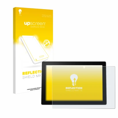 Parte frontale di una confezione del prodotto con il logo del marchio upscreen. Accanto è raffigurato il dispositivo Lenovo Id